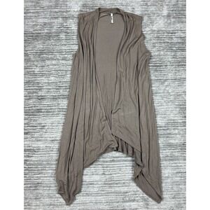 AZULES Vest Womens Medium Brown Open Front Long‎ Tunic Top Knit Sleeveless